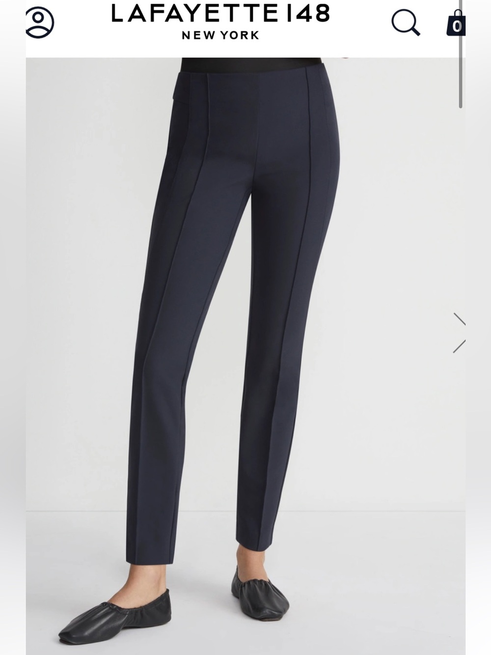 Lafayette 148 New York ICONIC Gramercy Navy Straight-Leg Ponte Pants Sz 10